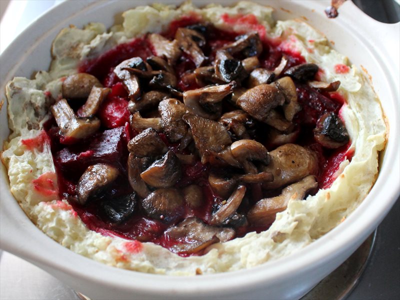 Beet, Mushroom, and Potato Casserole and Simple Salad