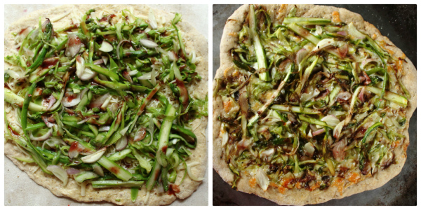 asparagus rhubarb vinegar pizza