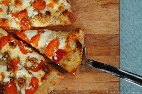 slice of cardamom apricot pizza